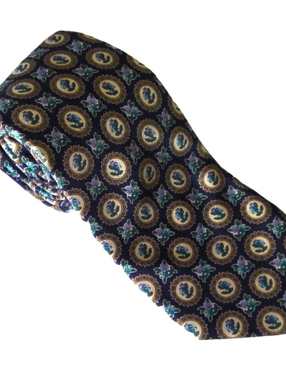 Luciano Men's Silk Tie Firenze-Italia Paisley Flourish Ornamental Medallion XL